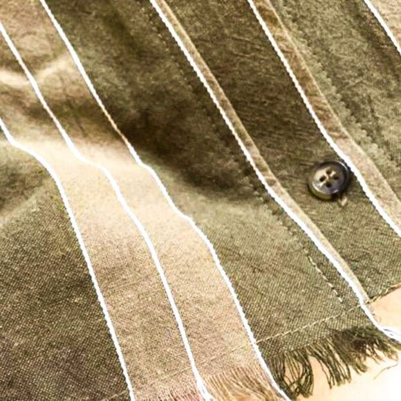 NWT DREW Tonal Striped Fringe Button Top - Picture 3 of 4